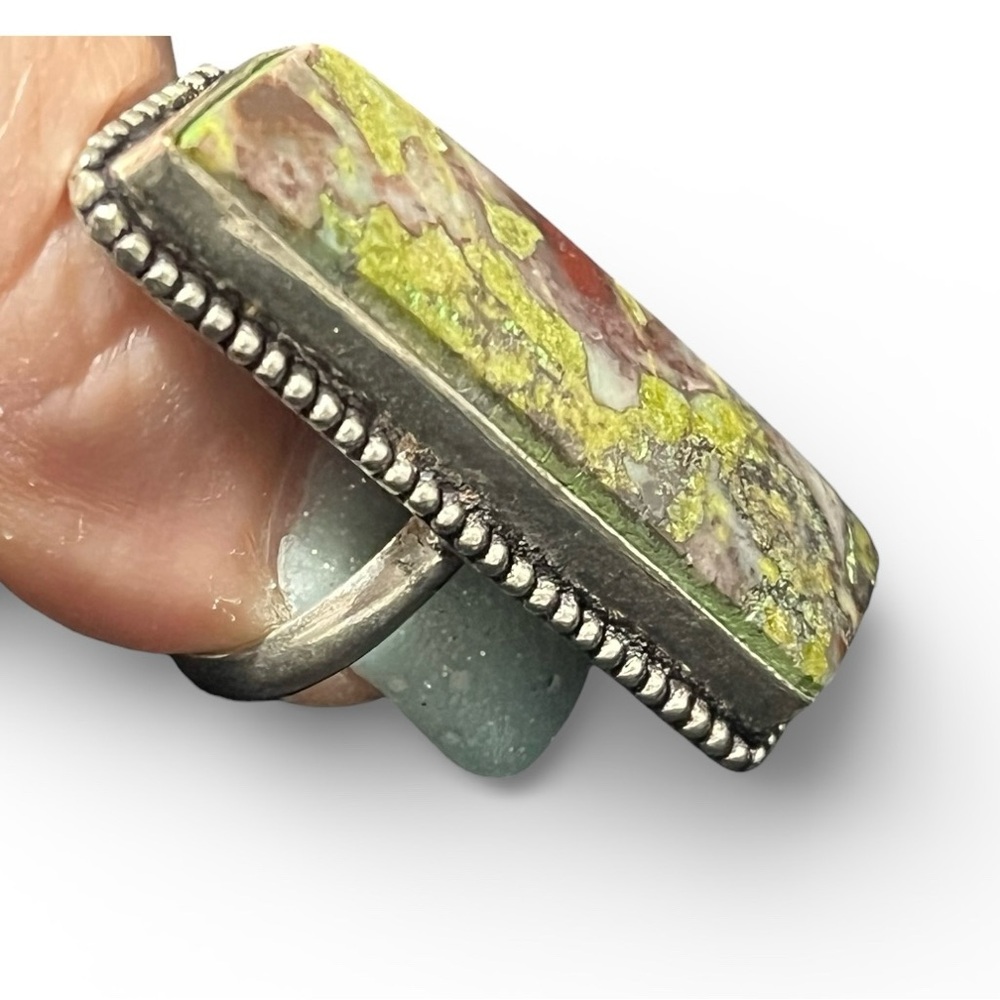Rectangular Dragon Blood Jasper Ring - image 2